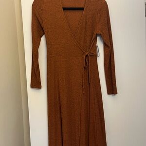 Elegant Brown Wrap Dress